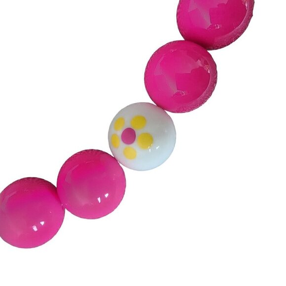 100% Genuine Lucite 18" Chunky Bobble Statement Necklace Barbie Fuchsia Pink - Picture 6 of 9